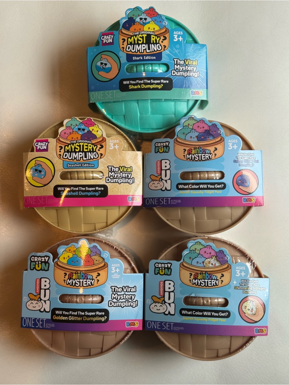 RARE Rainbow Mystery Dumpling Squishy Bun Bundle 5 Toy Crazy Fun RMS SHIPS TODAY